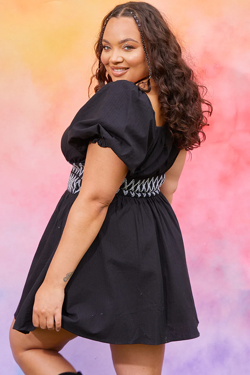 Short Sleeve Milkmaid Dress With Embroidery Detail - Image 8