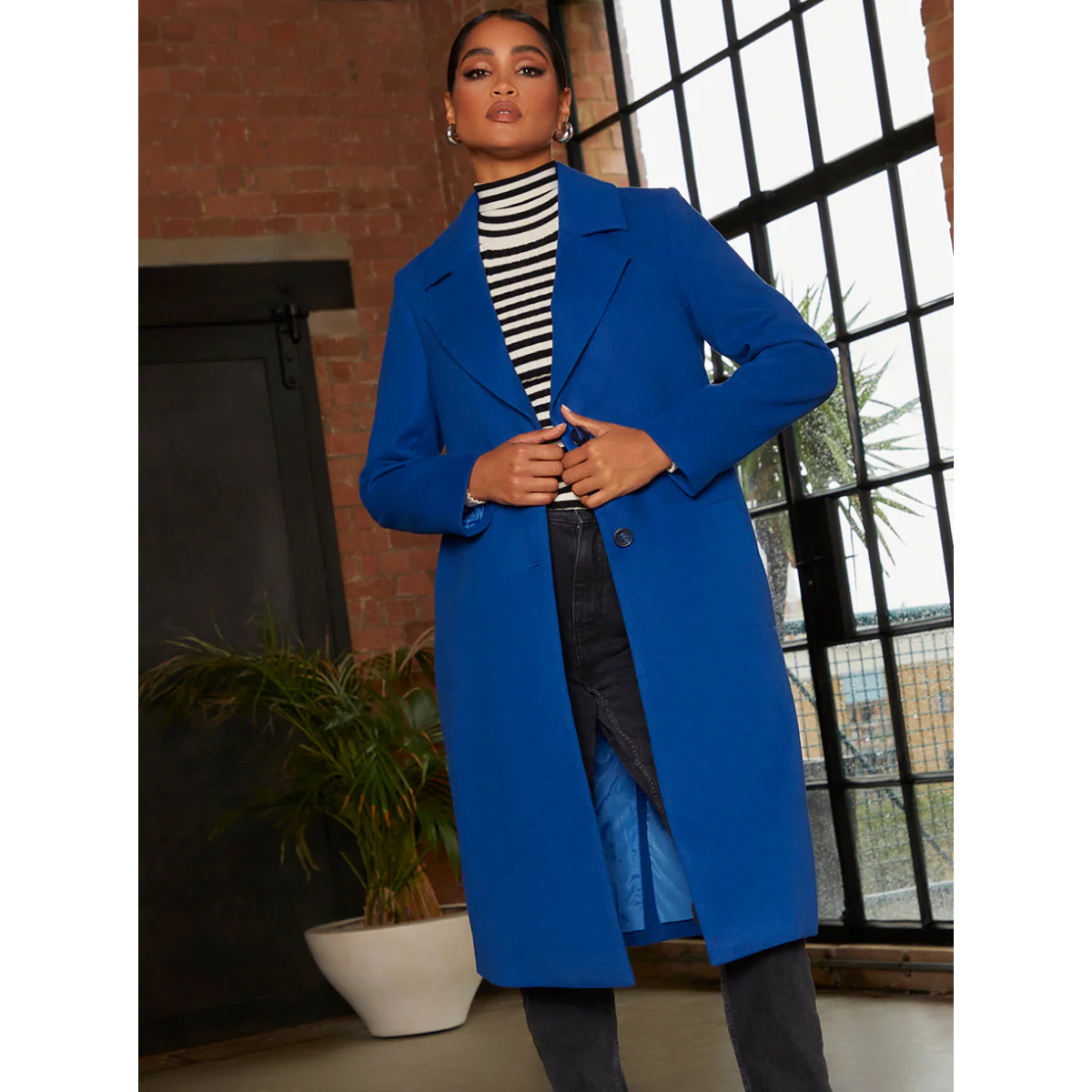 Single Breasted Coat in Cobalt - Image 2