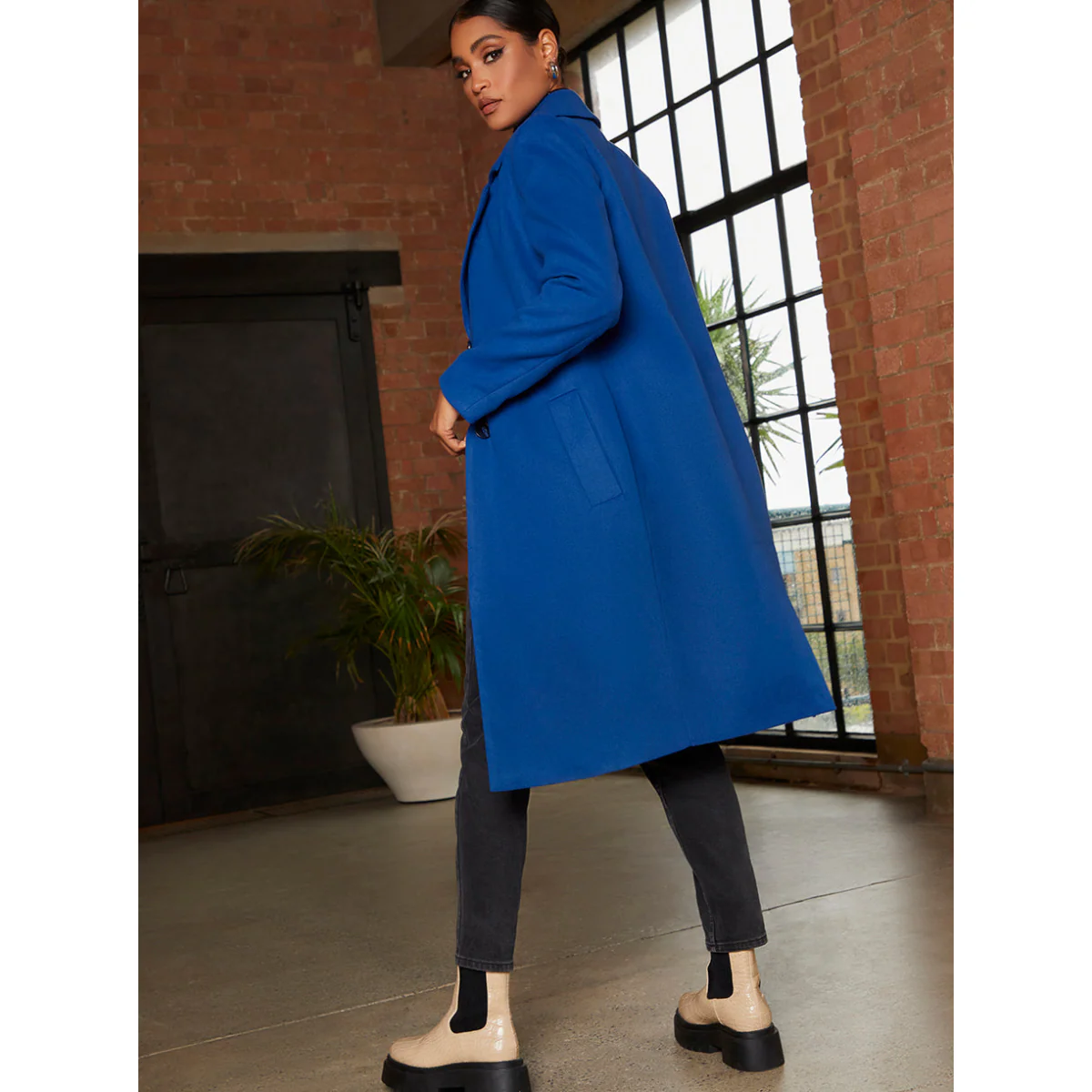 Single Breasted Coat in Cobalt - Image 5