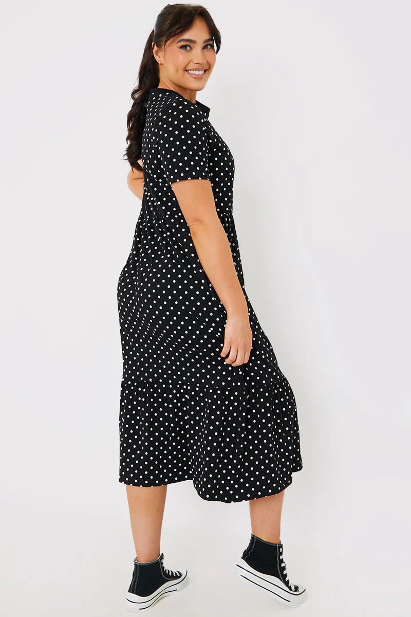 Polka Dot Smock Midaxi T-Shirt Dress - Image 5