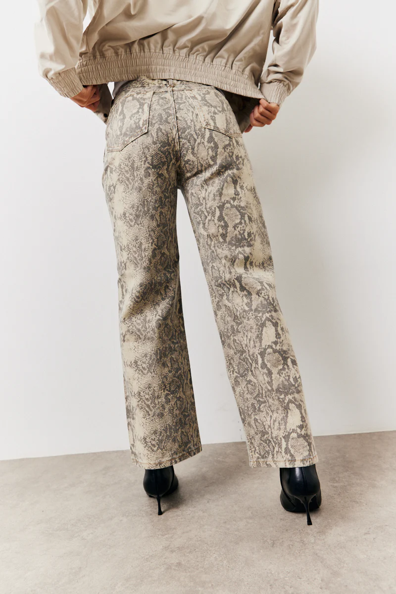 Snake Print Straight Leg Jeans - Image 4