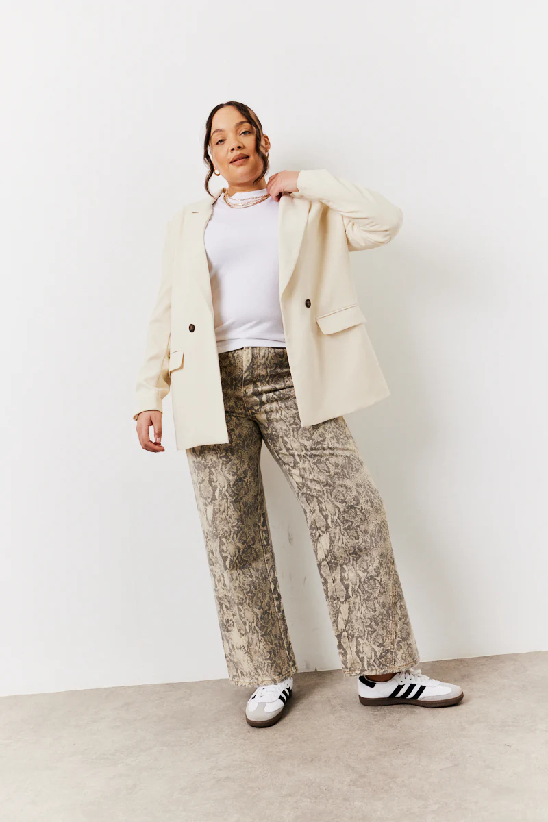 Snake Print Straight Leg Jeans - Image 5