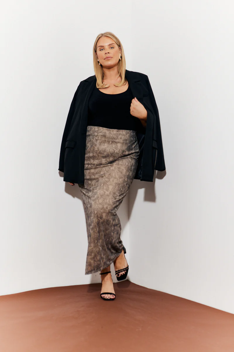 Snake Skin Printed Mesh Skirt - Image 7