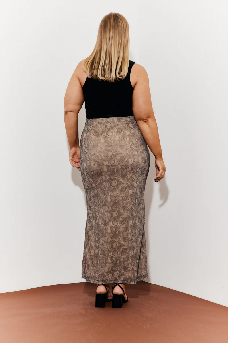 Snake Skin Printed Mesh Skirt - Image 9