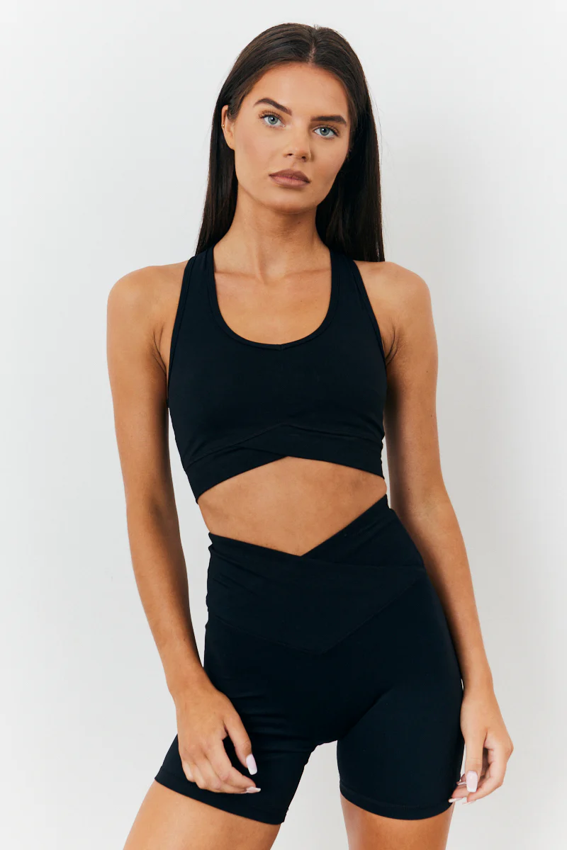 Soft Touch Cross Over Band Detail Medium Support Sports Bra - Image 3