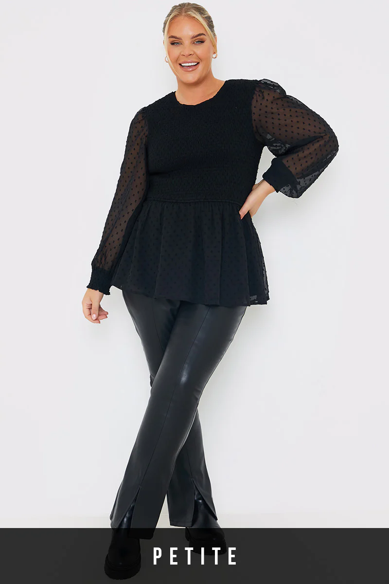 PU Split Hem Flare Trousers - Image 4