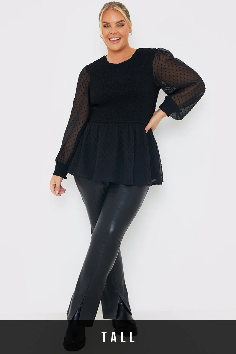 PU Split Hem Flare Trousers - Image 5