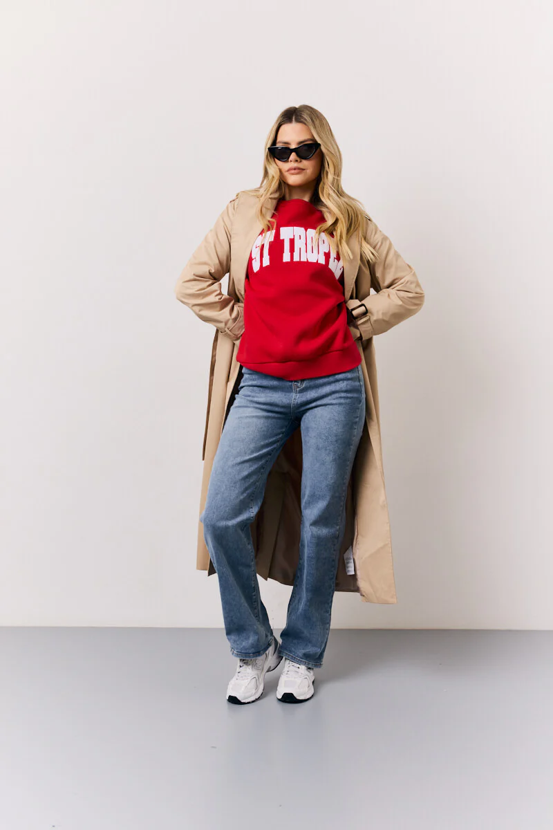 Red St Tropez Embroidered Slogan Sweatshirt - Image 3