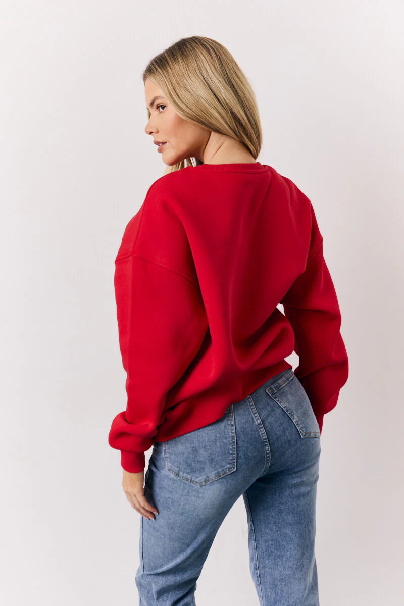 Red St Tropez Embroidered Slogan Sweatshirt - Image 4