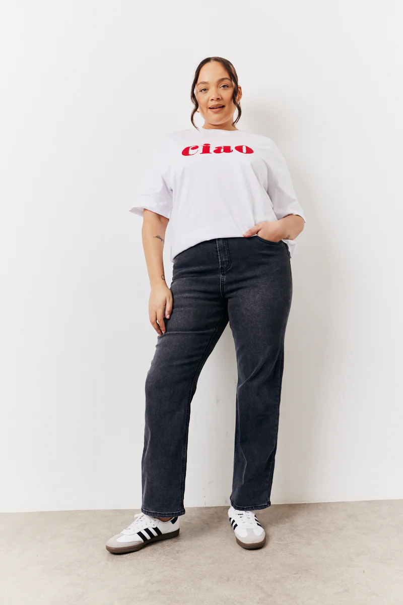 Washed Black Straight Leg Jeans