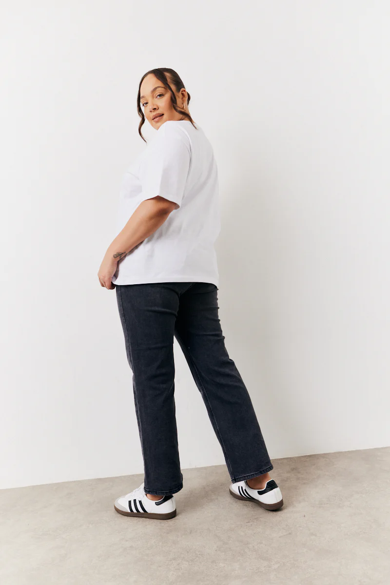 Washed Black Straight Leg Jeans - Image 3