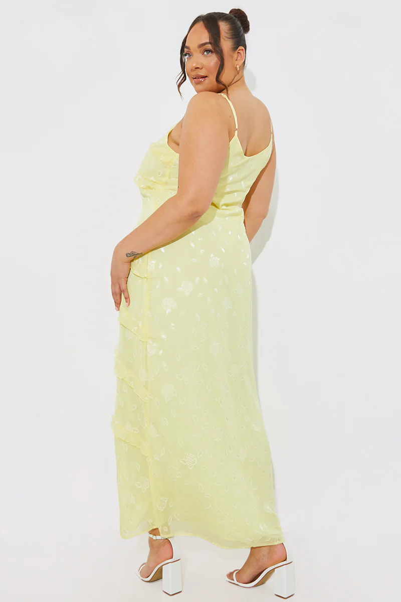 Strappy Floral Jacquard Ruffle Maxi Dress - Image 6