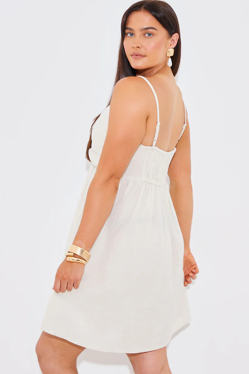 Linen Look Strappy Twist Front Mini Dress - Image 4