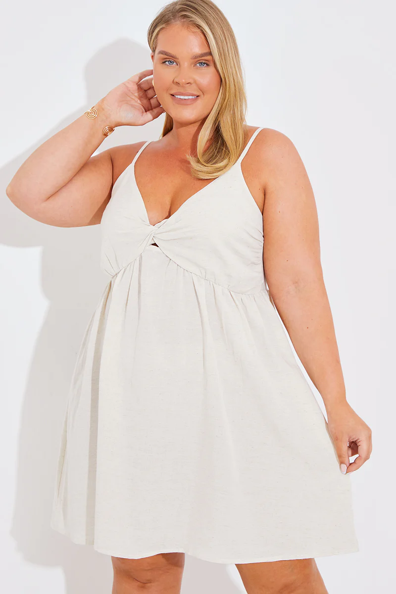 Linen Look Strappy Twist Front Mini Dress - Image 5
