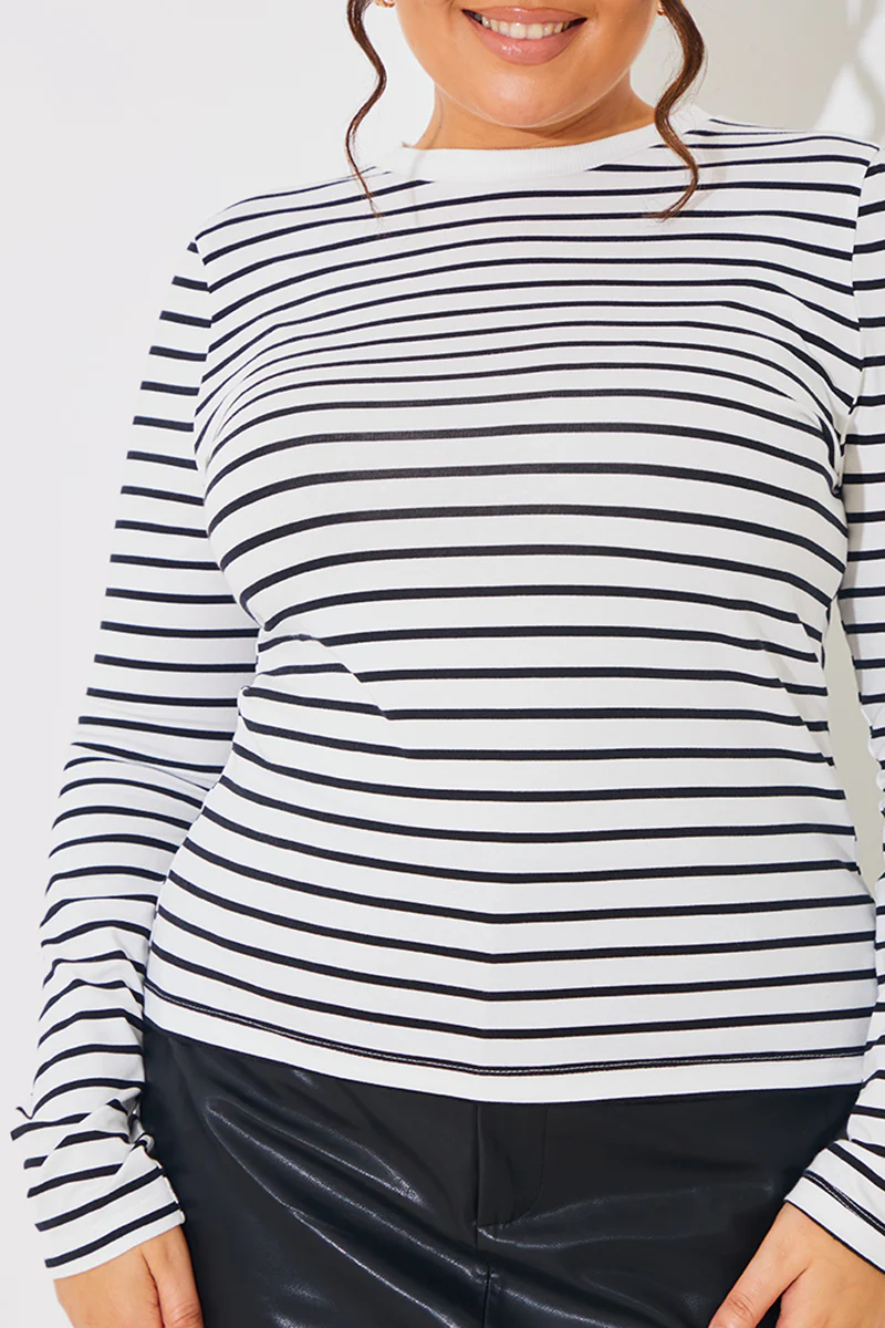 Stripe Cotton Long Sleeve T-Shirt - Image 7