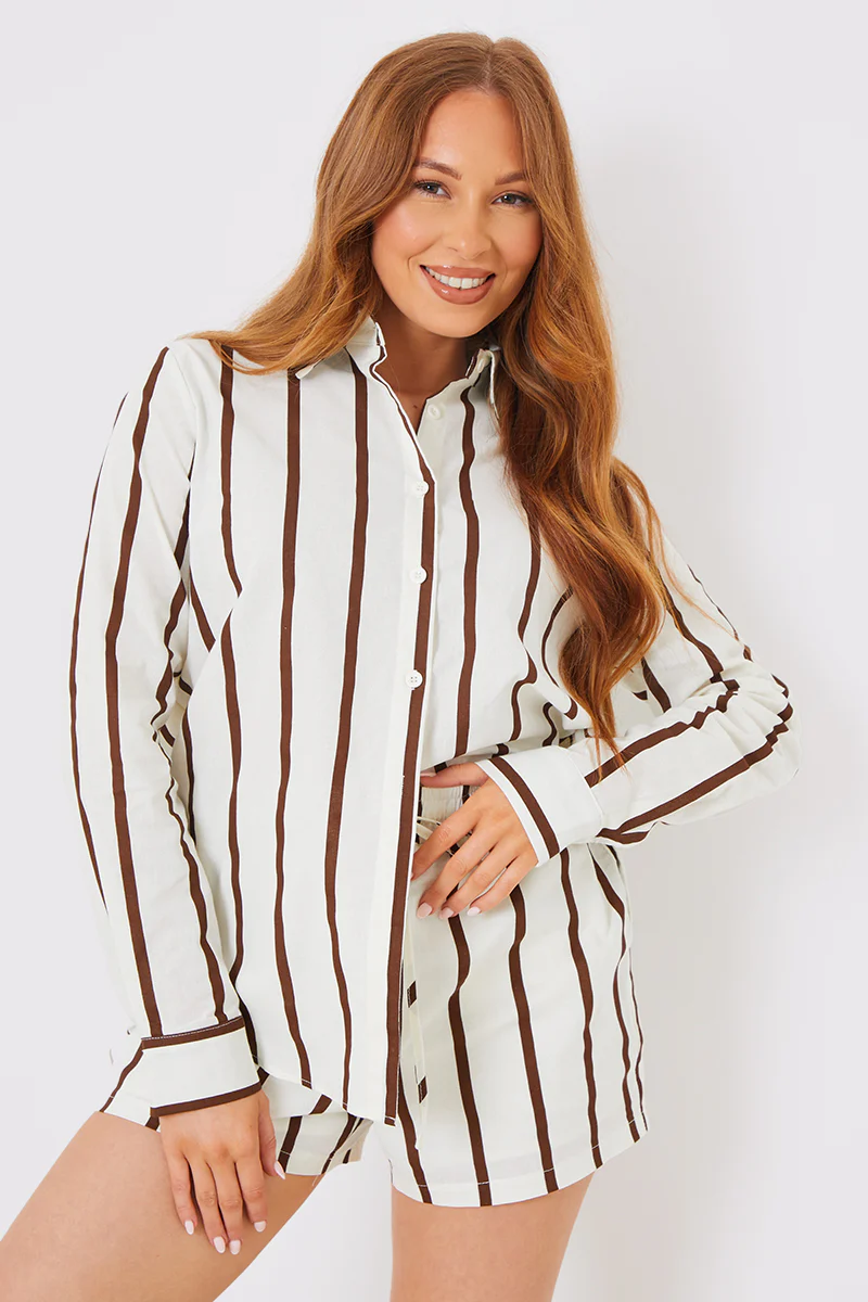 Stripe Linen Look Drawstring Co-Ord Shorts - Image 3