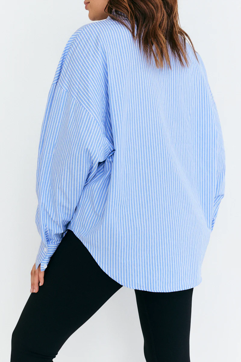 Stripe Oversized Poplin Shirt - Image 3