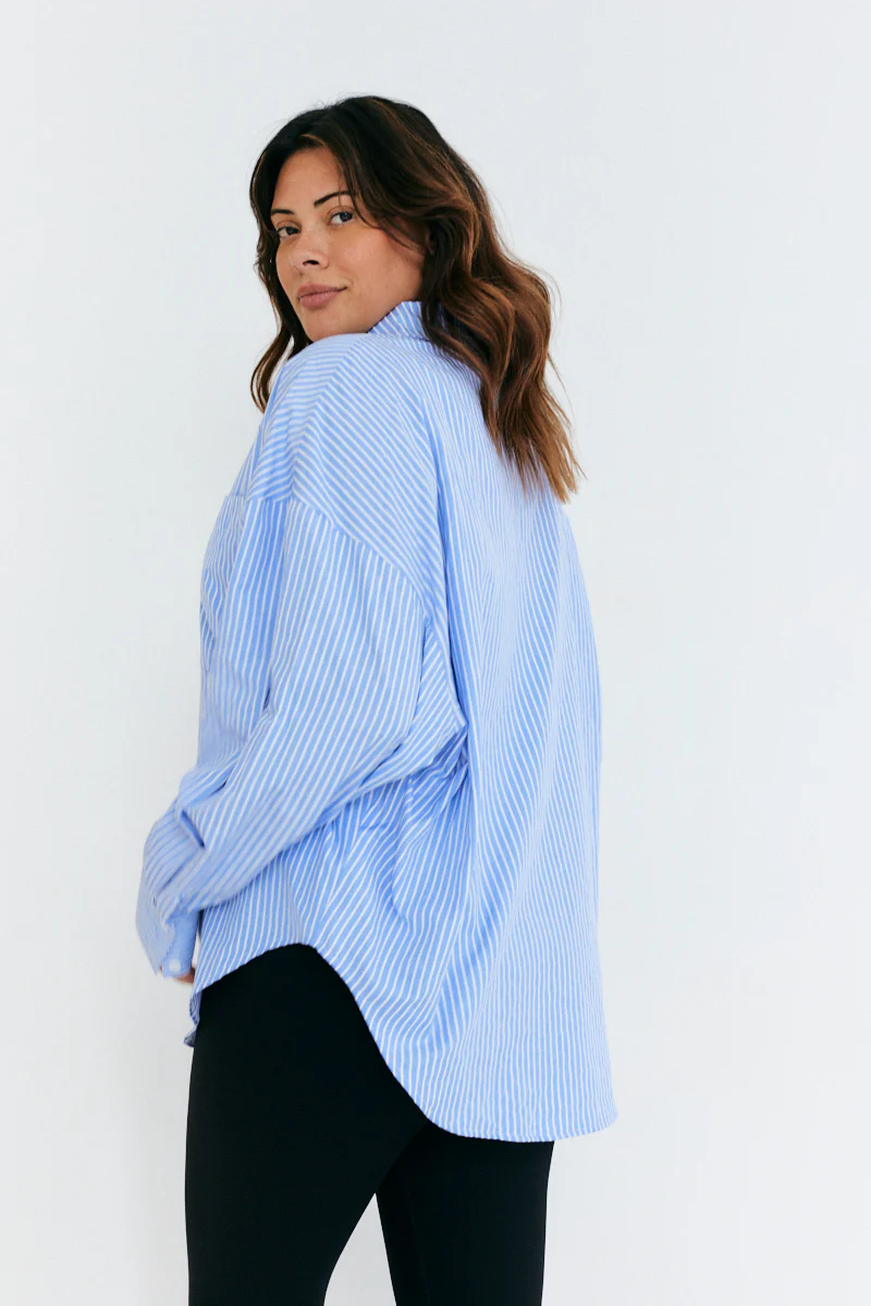 Stripe Oversized Poplin Shirt - Image 4