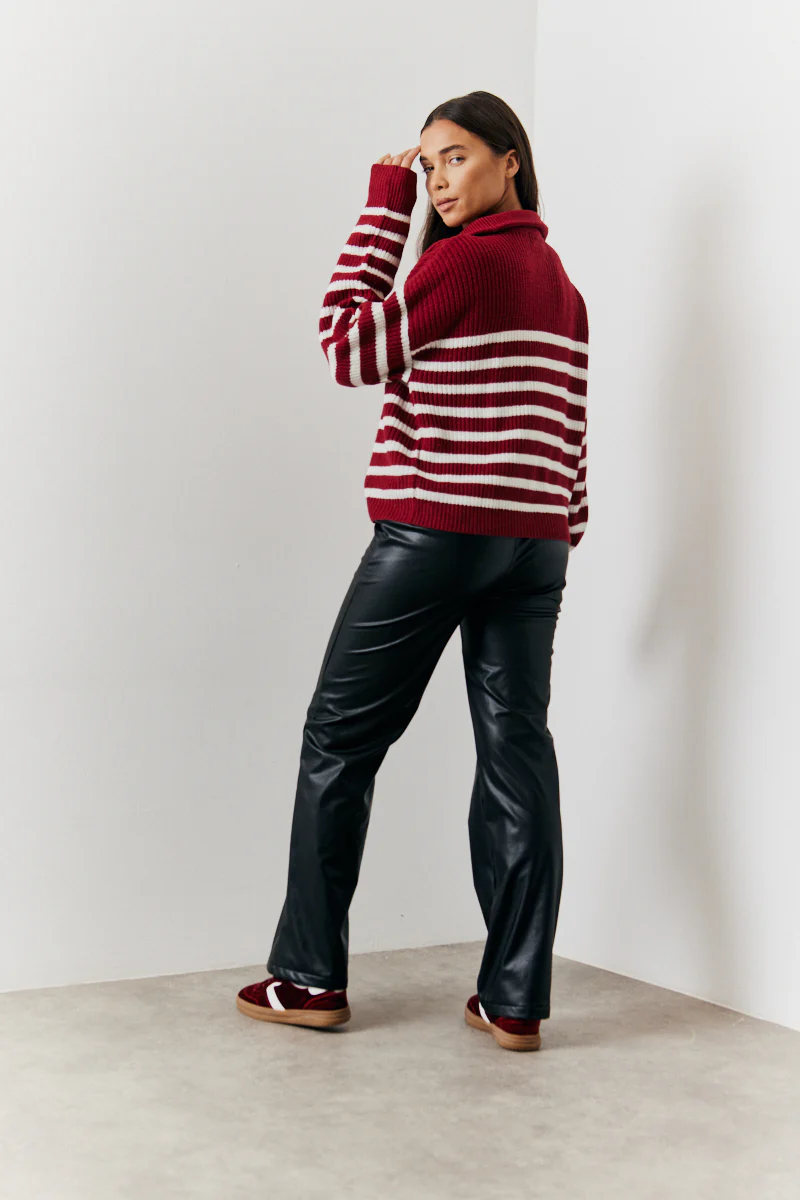 Stripe Quarter Zip Knitted Jumper - Image 2
