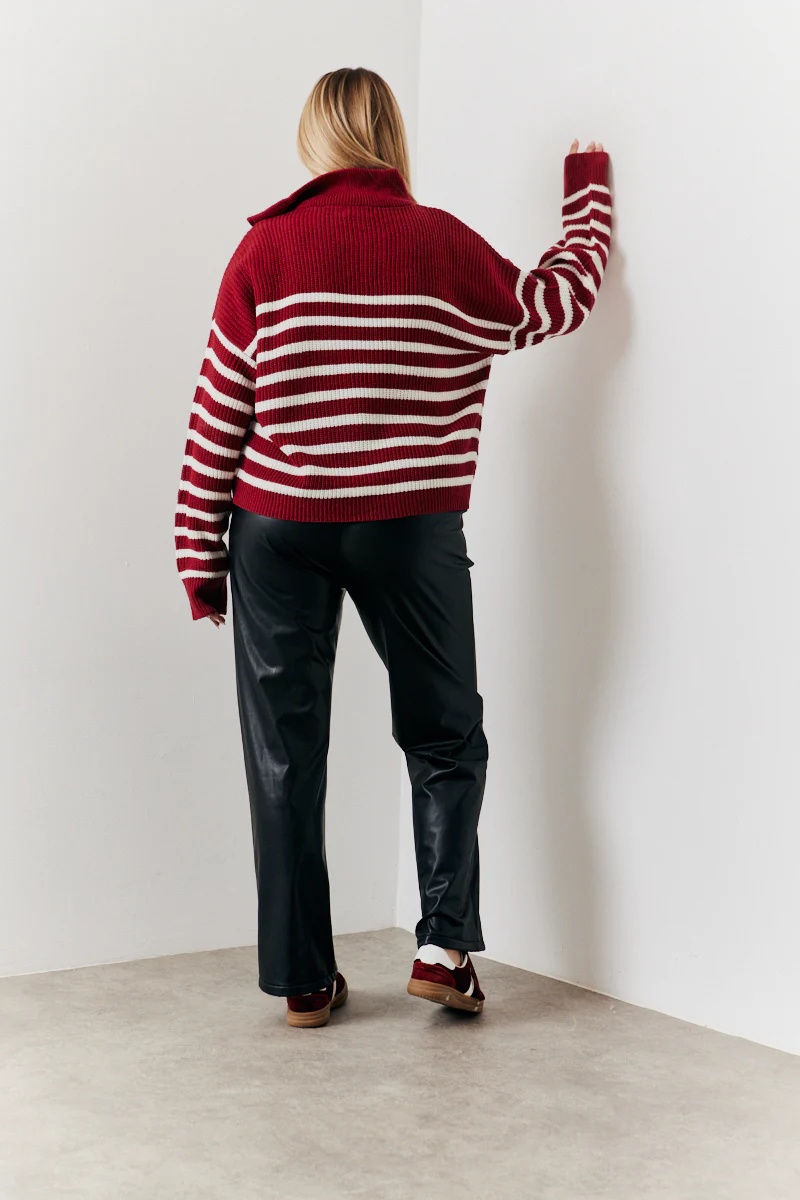 Stripe Quarter Zip Knitted Jumper - Image 6