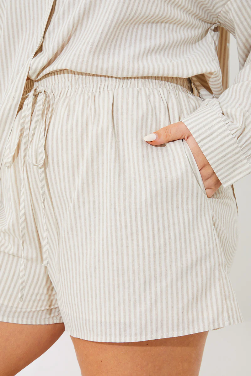 Striped Elasticated Waist Shorts - Image 7