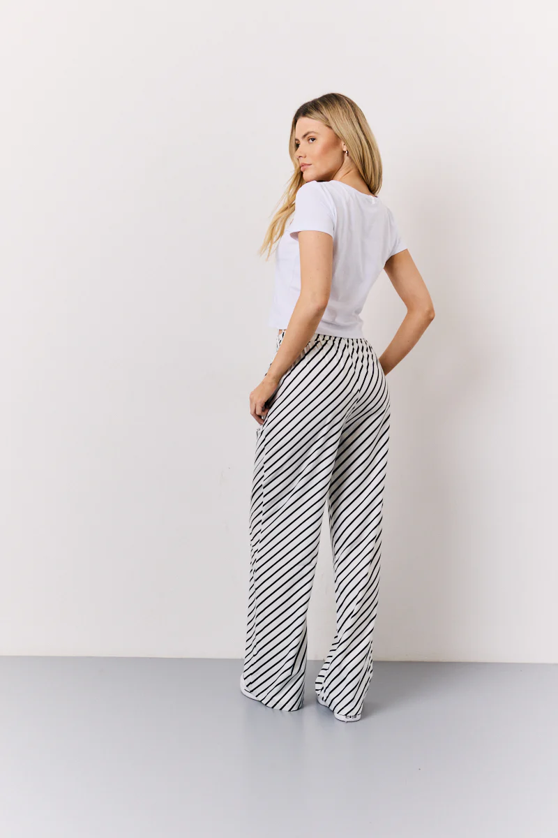 Black & White Striped Drawstring Trouser - Image 3