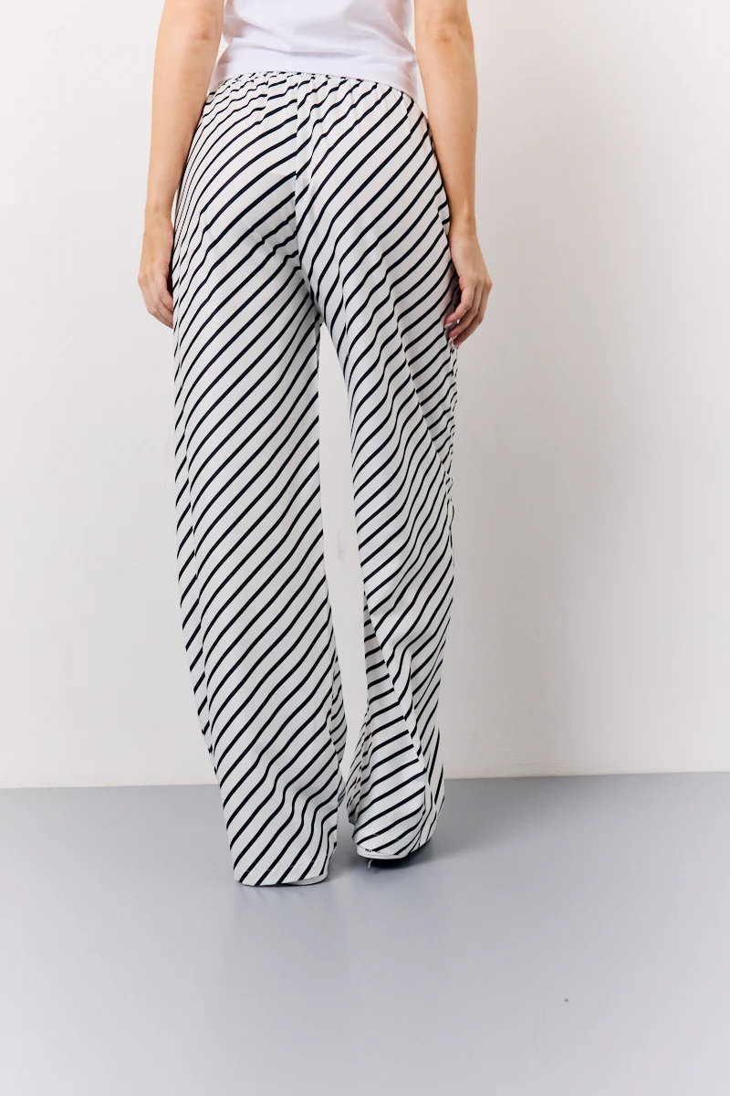 Black & White Striped Drawstring Trouser - Image 4