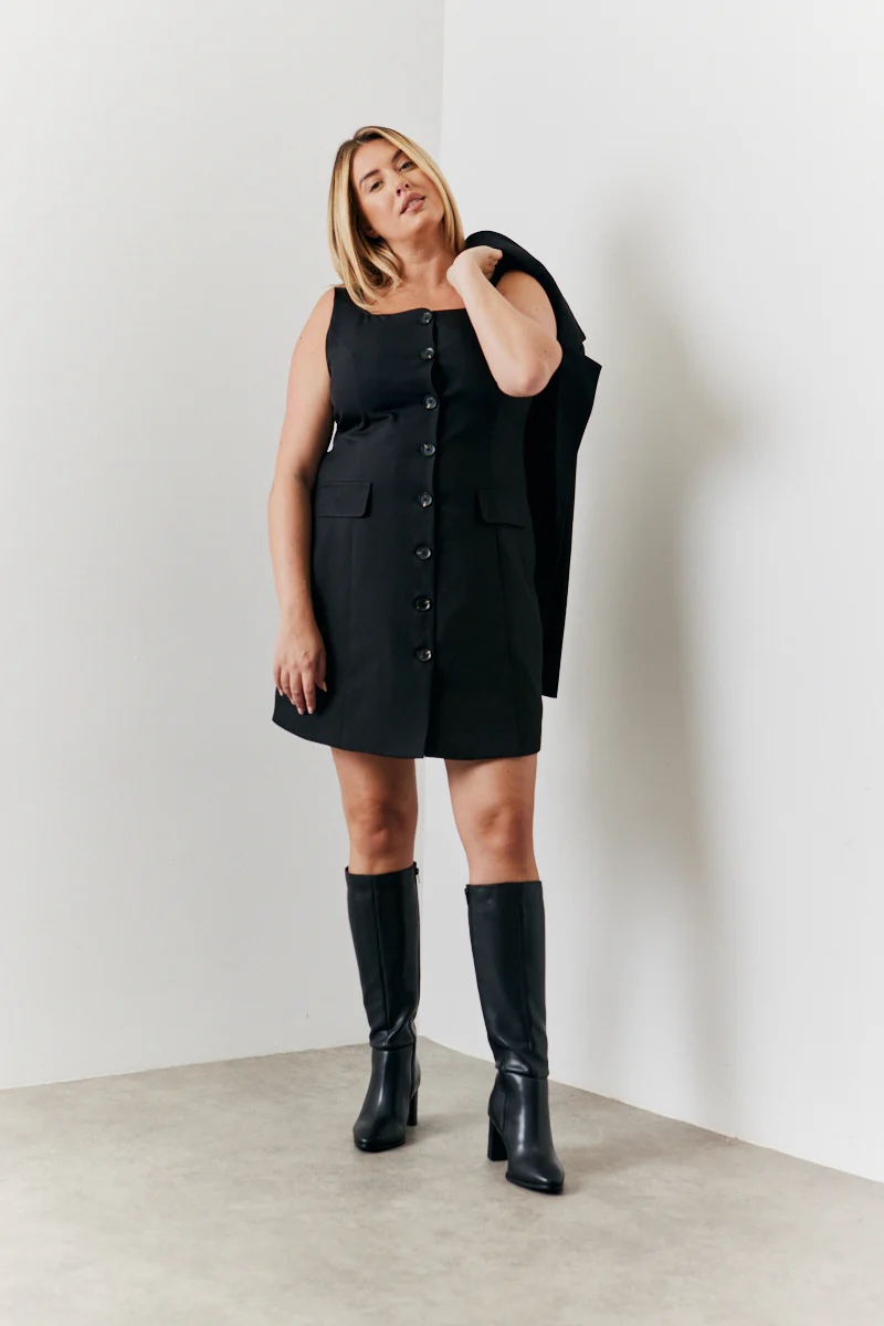 Tailored Button Through Mini Dress - Image 3