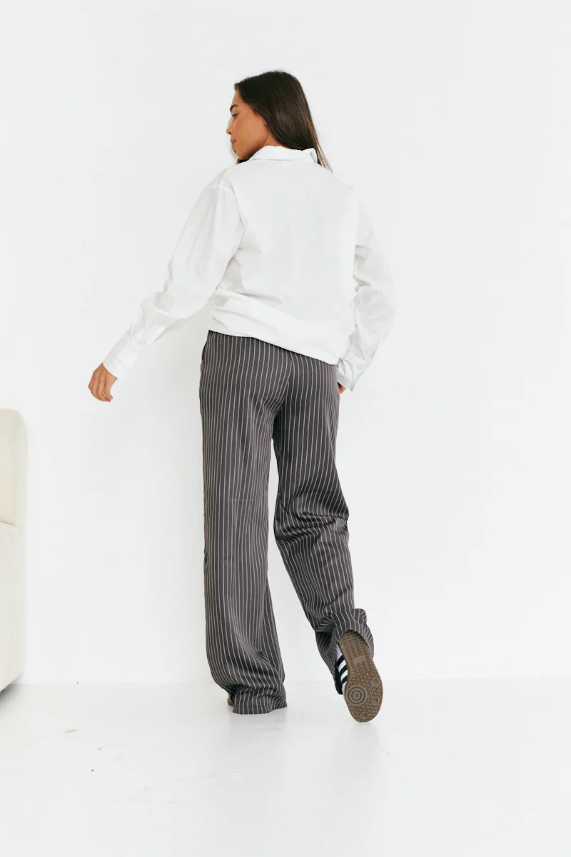 Pinstripe Relaxed Wide Leg Trouser - Image 3