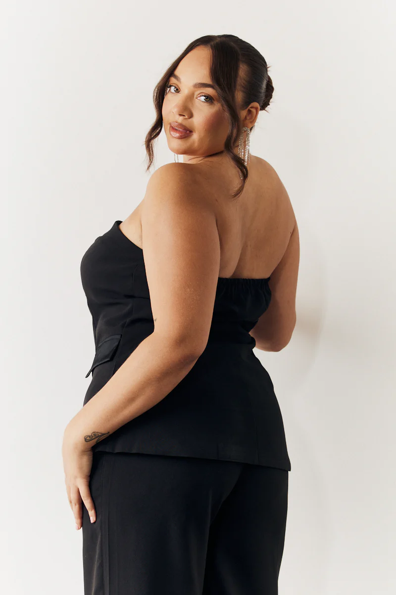 Black Bandeau Sweetheart Neckline Waistcoat - Image 7