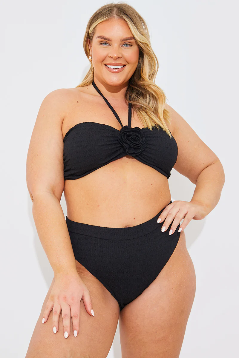 Textured Corsage Halter Neck Bikini Top - Image 5
