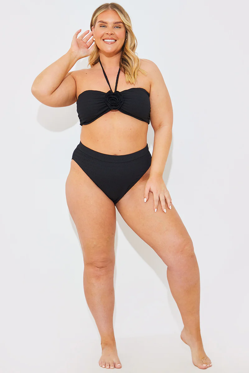Textured Corsage Halter Neck Bikini Top - Image 6
