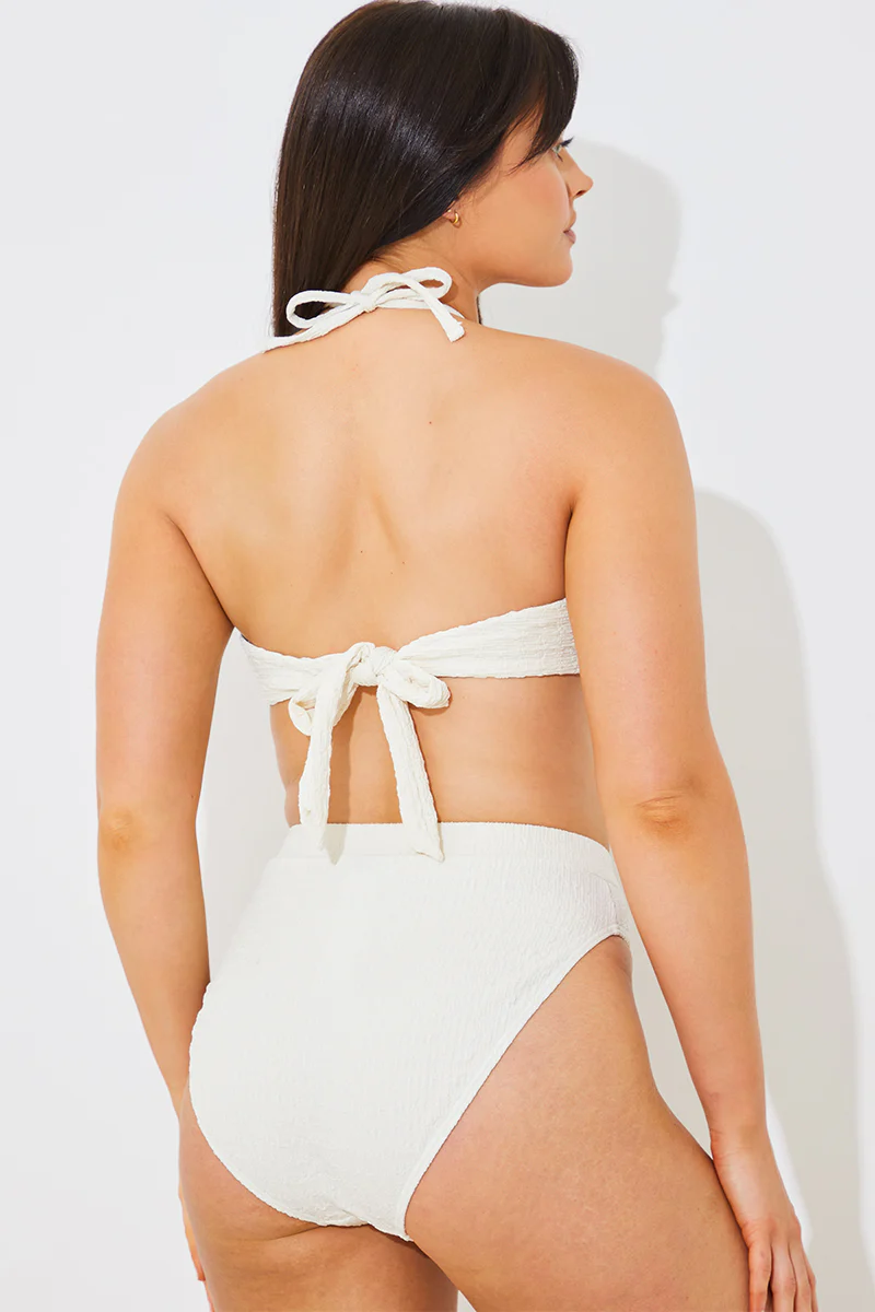 Textured Corsage Halterneck Bikini Top - Image 4