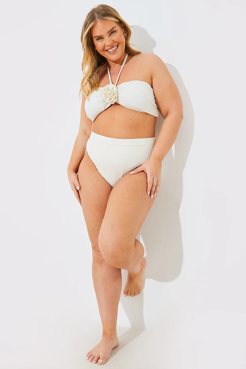 Textured Corsage Halterneck Bikini Top - Image 6