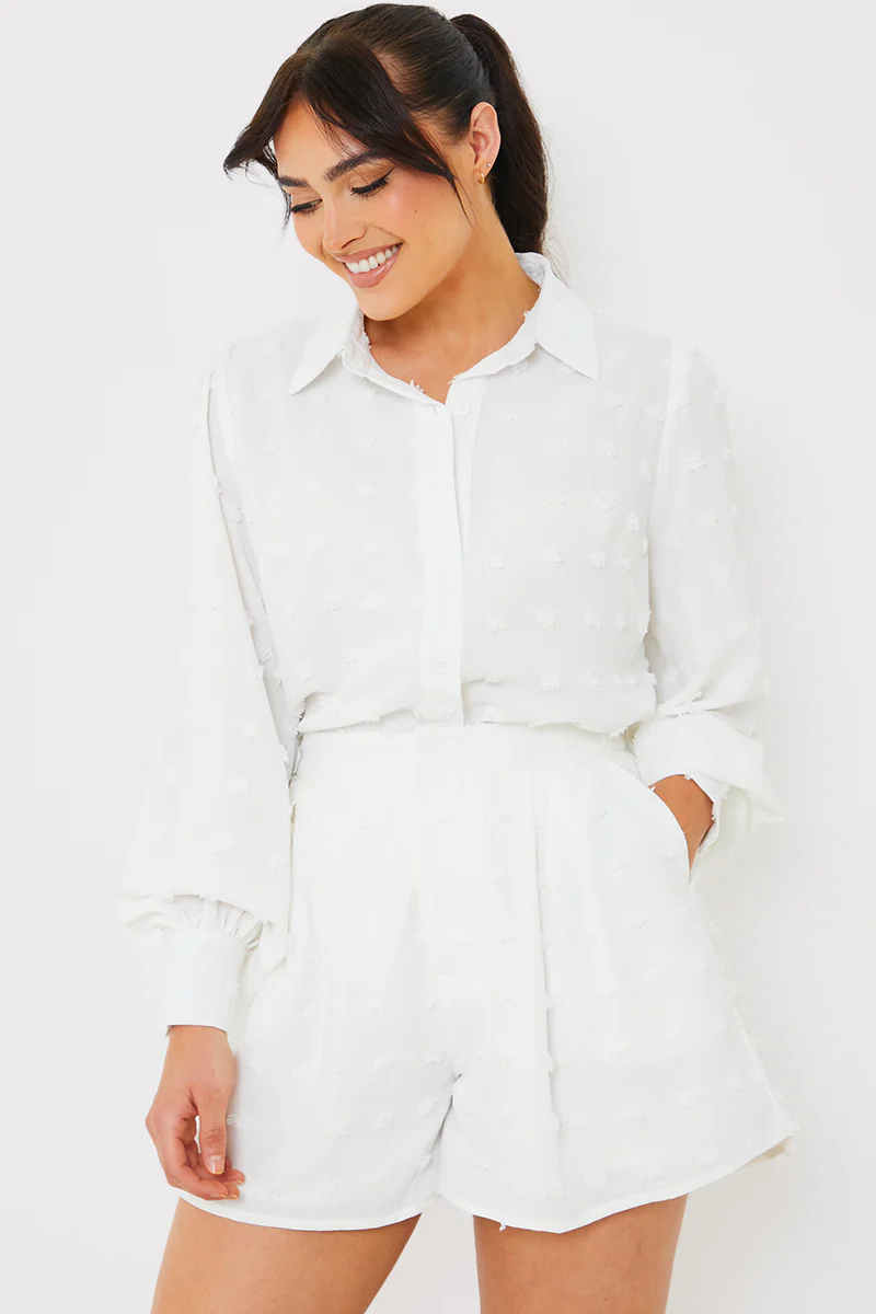 Textured Dobby Detail Co-ord Shorts