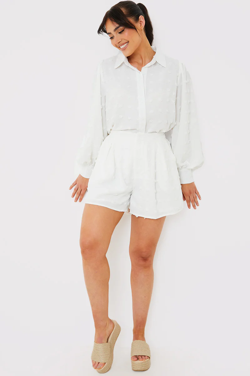 Textured Dobby Detail Co-ord Shorts - Image 2