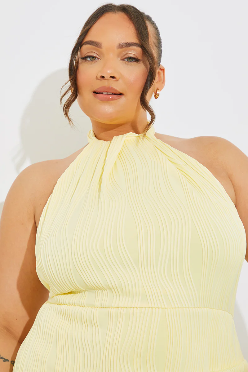 Textured Halter Neck Midi Dress - Image 5
