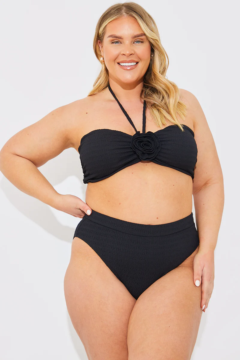 Textured High Waist Bikini Bottoms - Image 5