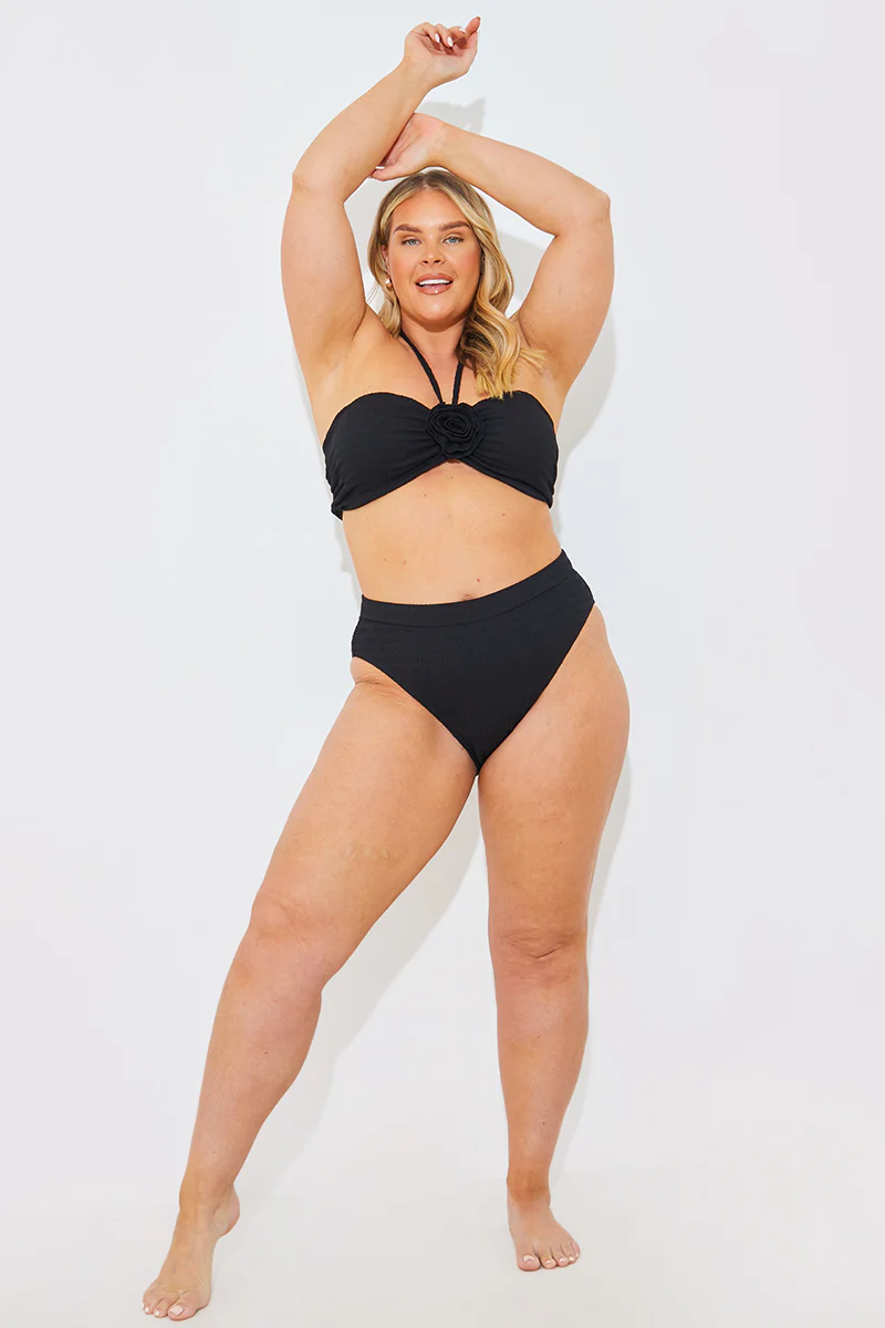 Textured High Waist Bikini Bottoms - Image 6