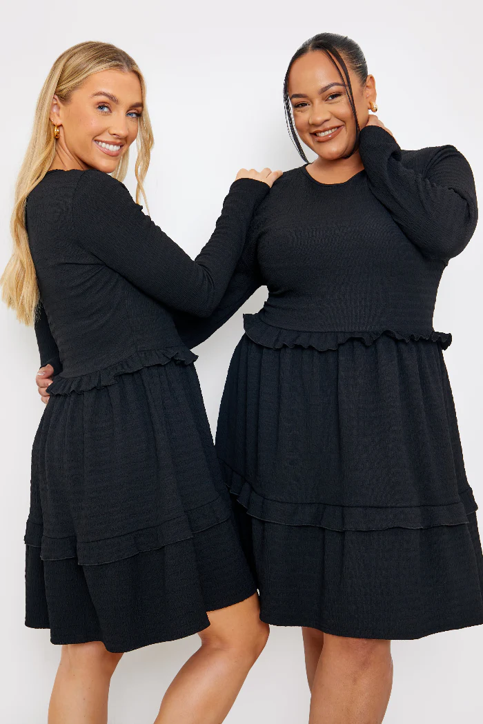Textured Jersey Frill Detail Smock Dress - Image 5