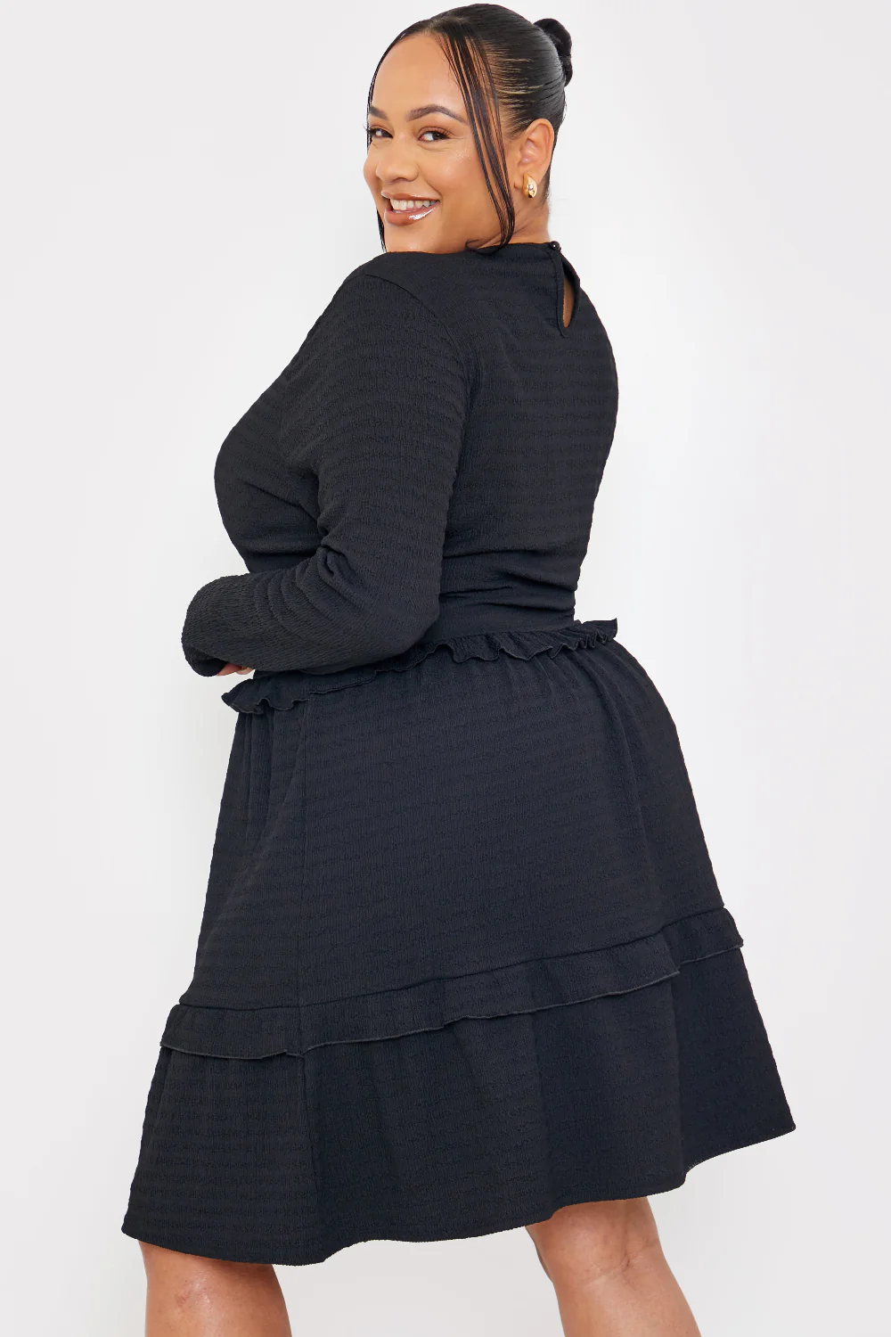 Textured Jersey Frill Detail Smock Dress - Image 7