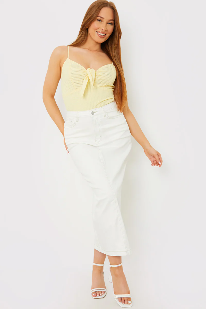 Textured Knot Detail Strappy Bodysuit - Image 2