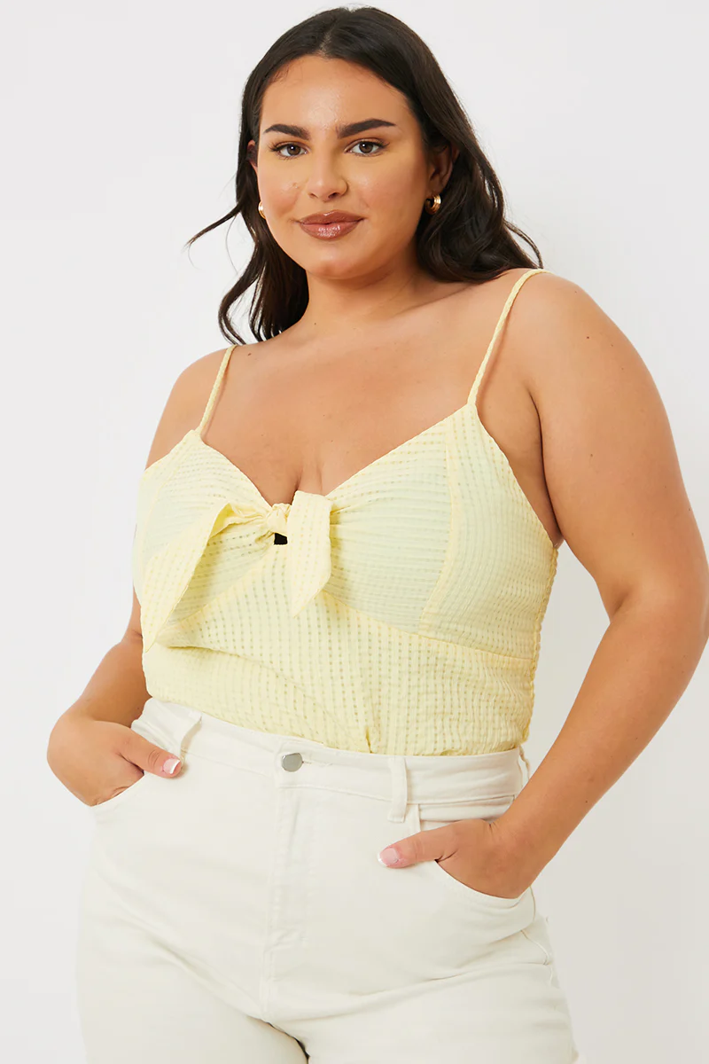 Textured Knot Detail Strappy Bodysuit - Image 5