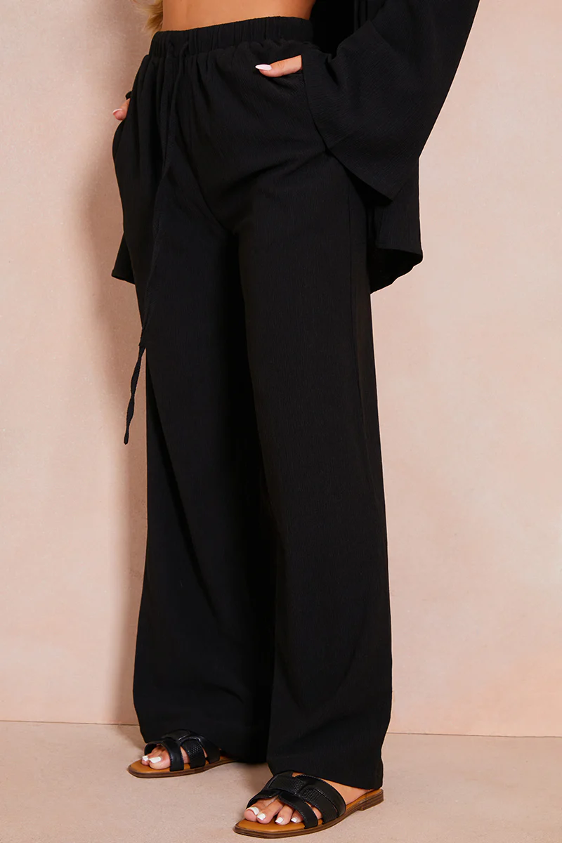 Textured Wide Leg Beach Co-Ord Trouser - Image 2