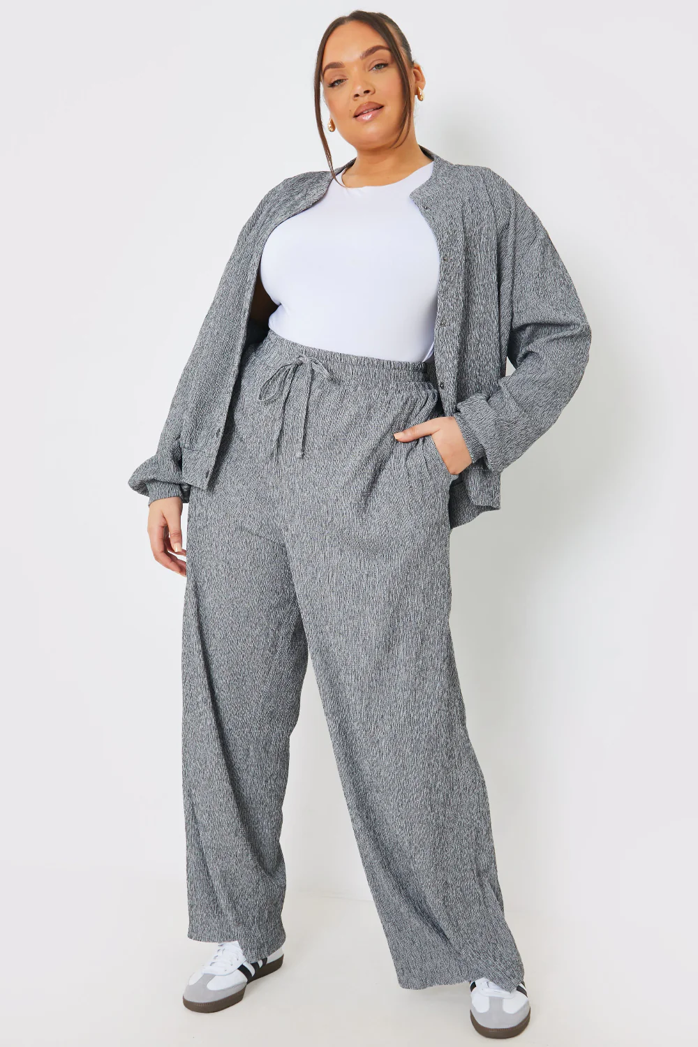 Textured Wide Leg Trousers - Image 3