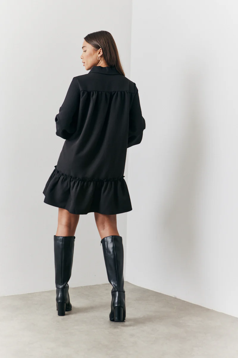 Tie Detail Balloon Sleeve Smock Dress - Image 3