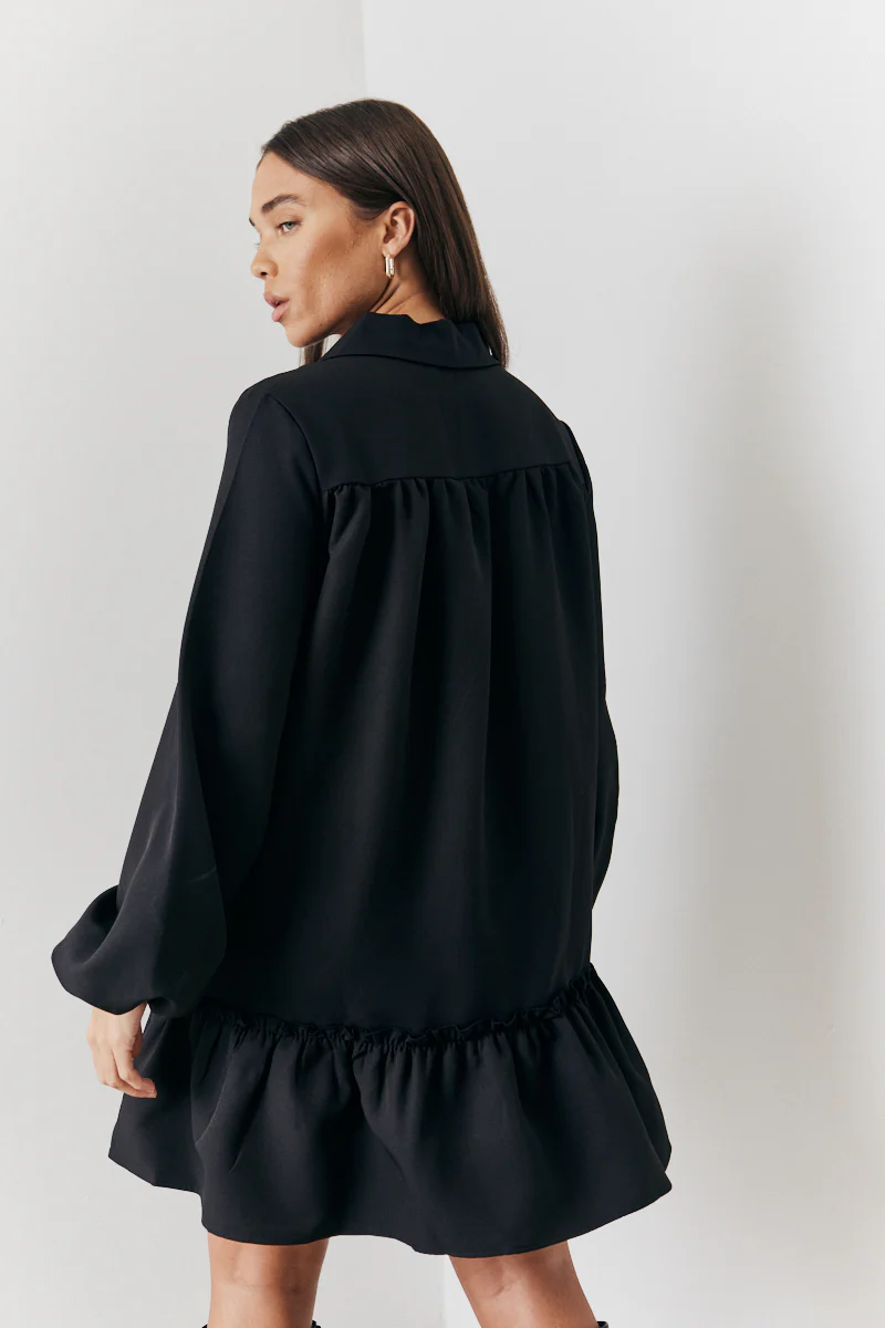 Tie Detail Balloon Sleeve Smock Dress - Image 4
