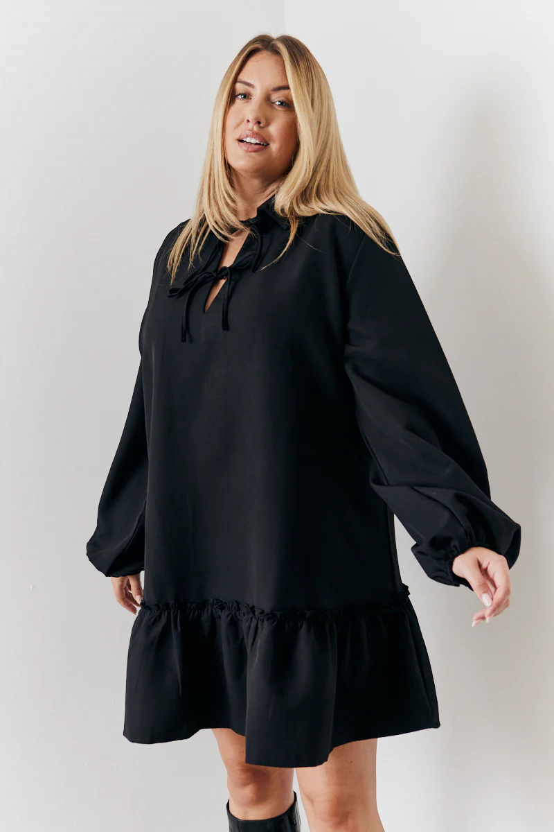 Tie Detail Balloon Sleeve Smock Dress - Image 5