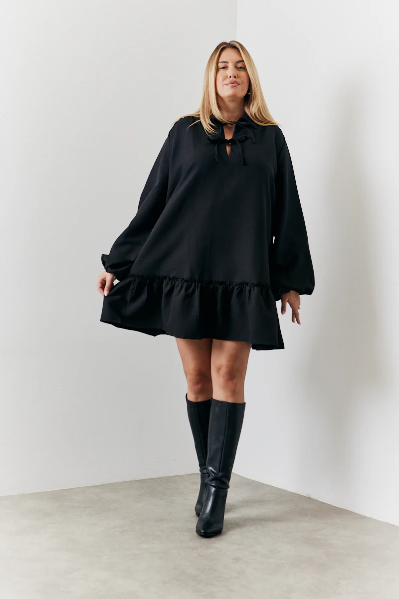Tie Detail Balloon Sleeve Smock Dress - Image 6