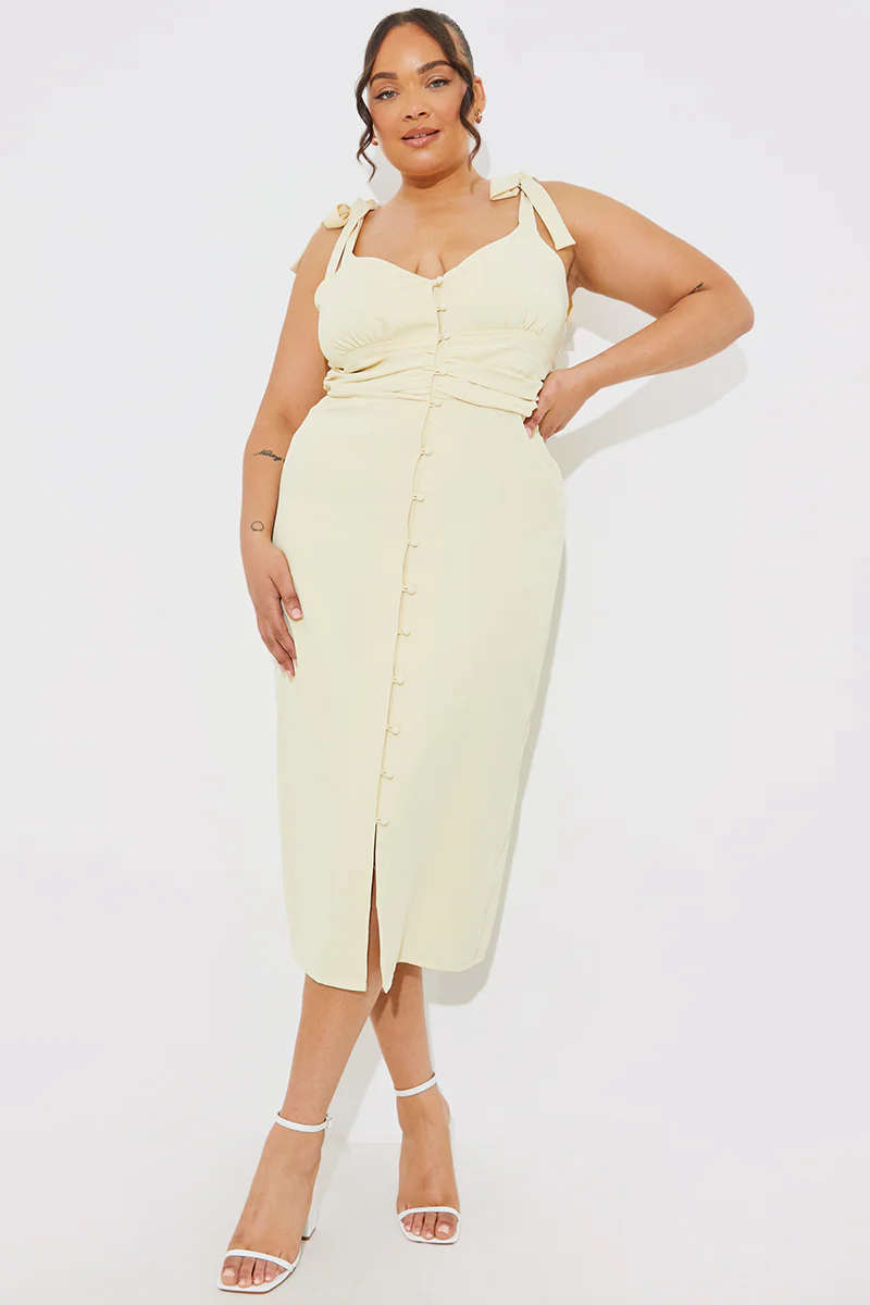 Tie Strap Ruched Under Bust Midi Dress - Image 4